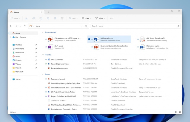 Microsoft thử nghiệm đề xuất tập tin trong File Explorer - Ảnh 1.
