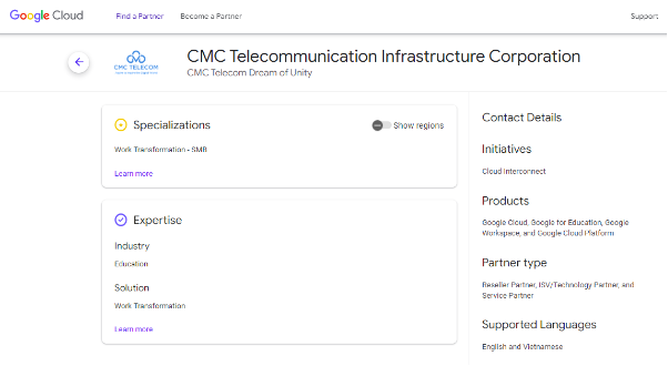 CMC Telecom có năng lực kỹ thuật tốt nhất nhờ Google