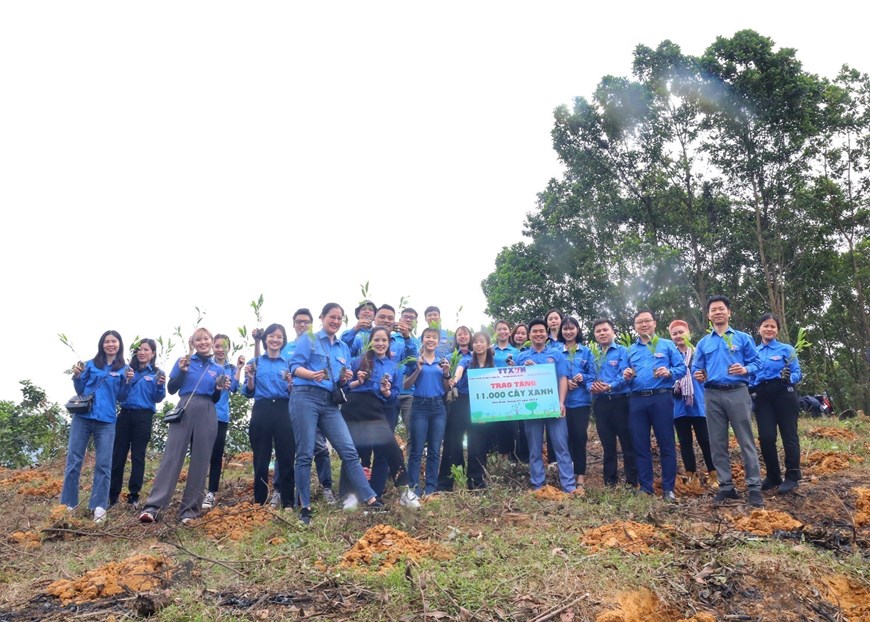 [Photo] Thanh niên TTXVN trồng 11.000 cây xanh ở tỉnh Bình
