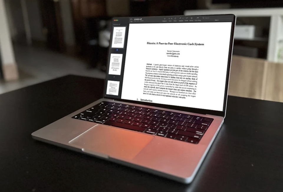 Sách trắng Bitcoin có sẵn trong MacBook