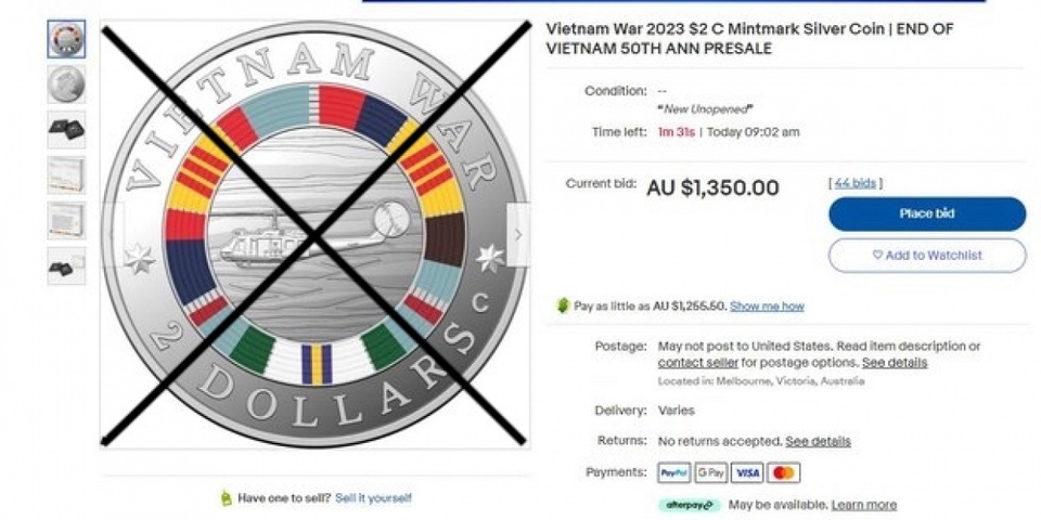 Yêu cầu đối với các sàn TMĐT gỡ vật phẩm đồng 2 AUD có hình "cờ vàng"
