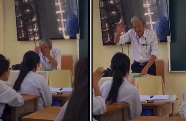 Xúc động video thầy giáo già lau nước mắt trong tiết dạy cuối cùng
