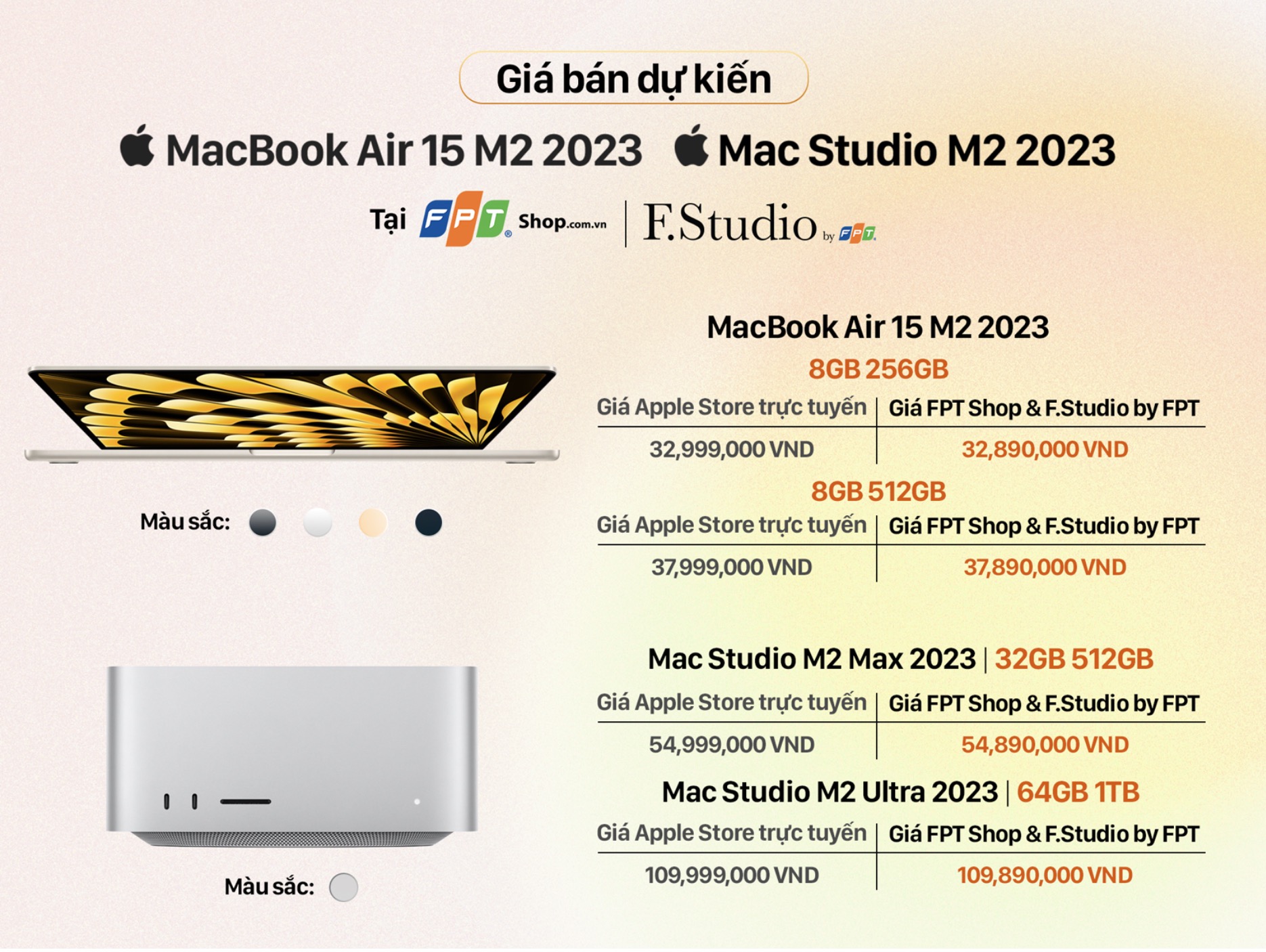 Đây là giá bán các sản phẩm mới ra mắt của Apple tại Việt Nam, bao gồm một chiếc MacBook Air 15 inch