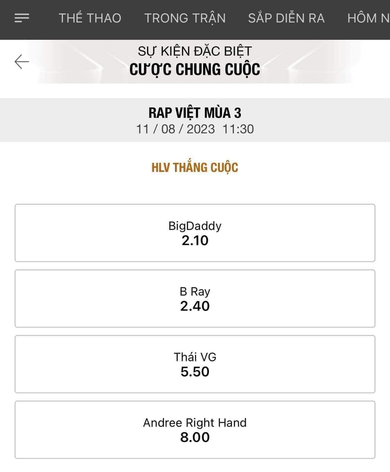 Kết quả Rap Việt bị đưa ra cá độ trực tuyến phi pháp