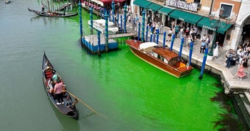 Vùng nước xanh huỳnh quang kỳ lạ xuất hiện trên kênh đào Venice