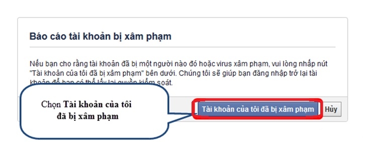 Chọn tài khoản bị xâm phạm