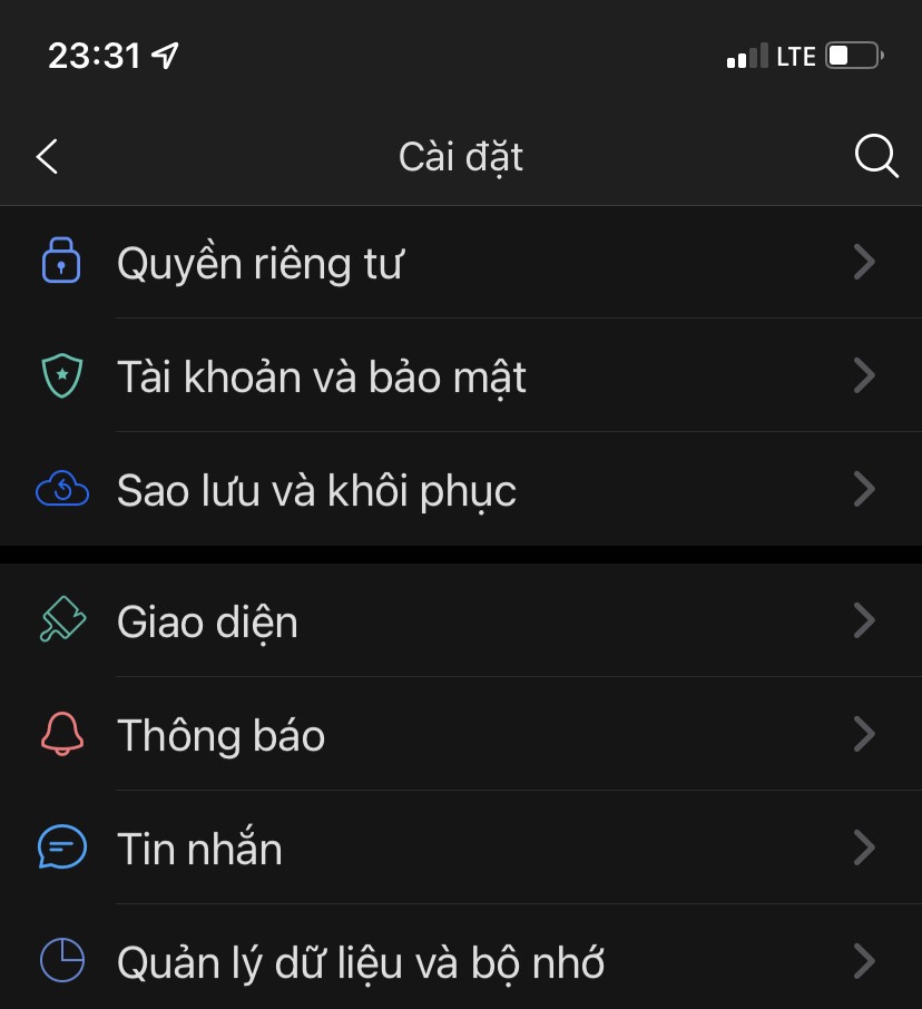 Tài khoản và bảo mật Zalo