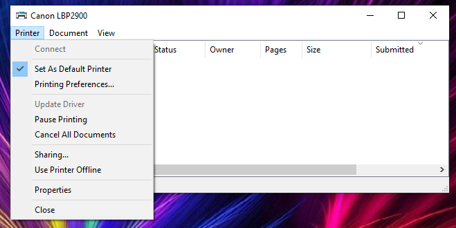 Kiểm tra Print Queue Dialog