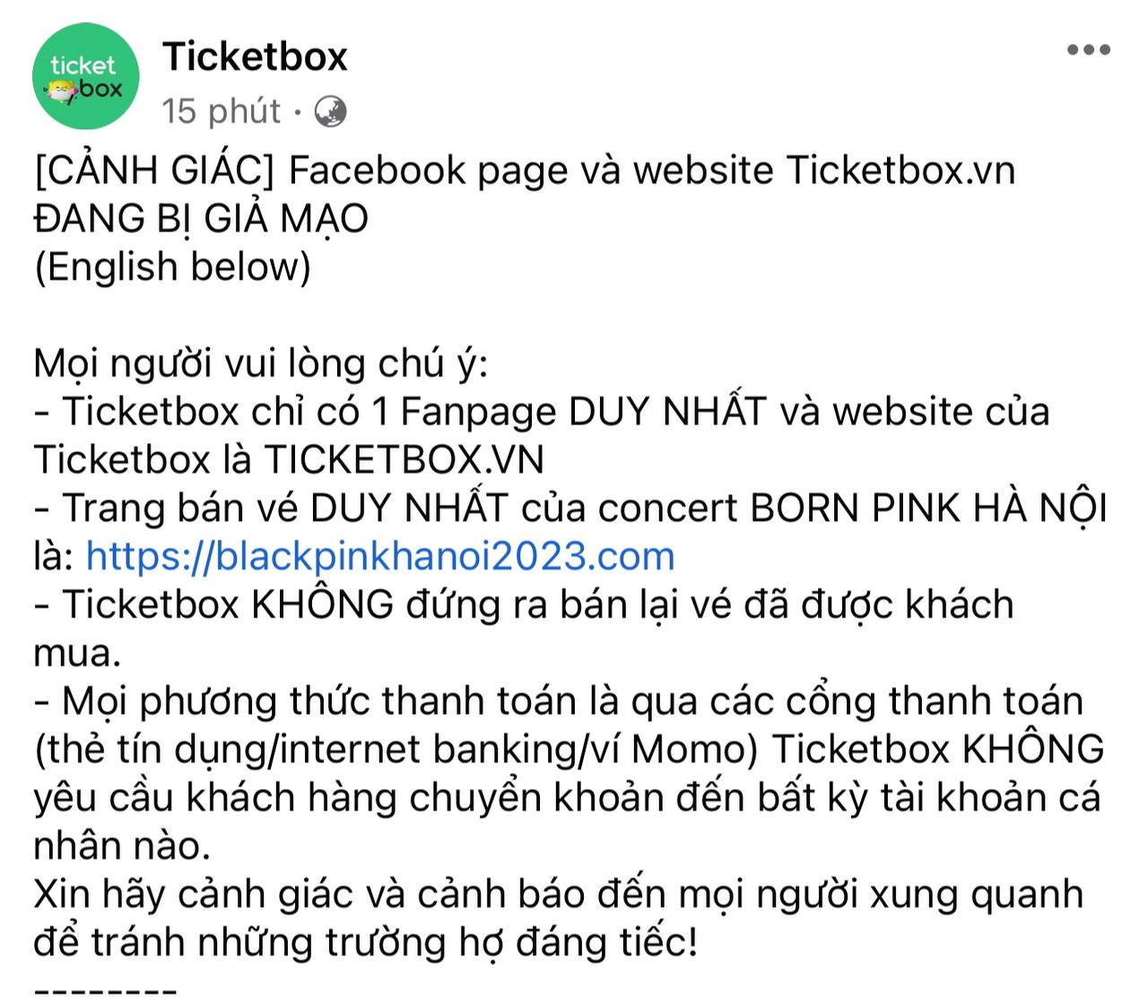 Đơn vị phát hành vé concert BLACKPINK bị giả mạo website, nhắn tin cho fan để pass vé
