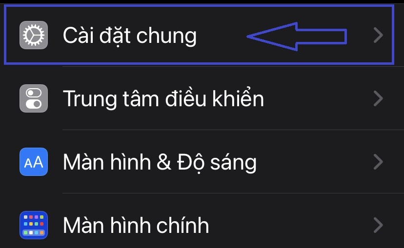 Cài đặt chung trên iPhone