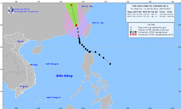 Bão số 2 suy yếu và tan dần, Bắc Biển Đông còn gió mạnh cấp 6-7