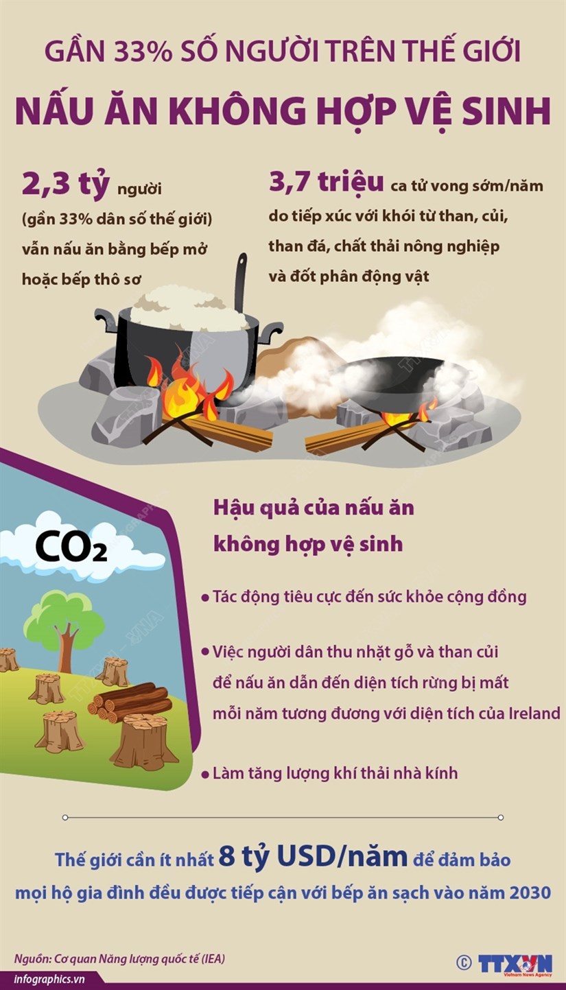 [Infographics] Gần 33% số người trên thế giới nấu ăn không hợp vệ sinh
