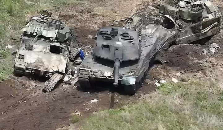 Tổn thất của lực lượng xe tăng Ukraine trong giai đoạn đầu phản công đã bộc lộ nhiều điểm yếu của Leopard 2. (Ảnh: Bộ Quốc phòng Nga)