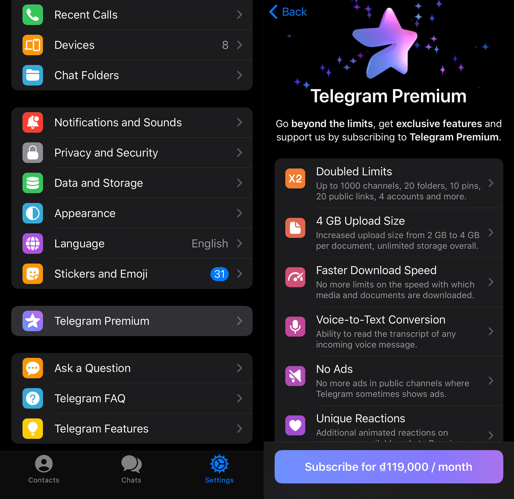 Telegram Premium có giá 4.99 USD/tháng: Gửi file 4GB, không quảng cáo, tải về nhanh hơn... - Ảnh 4.