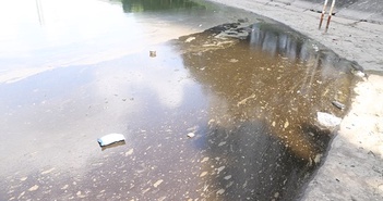 Hà Nội: Tiến hành xử lý dầu thải bị đổ trộm trên mặt hồ Linh Đàm