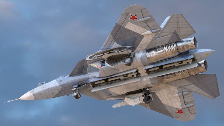 Khoang chứa vũ khí dưới thân của Su-57.