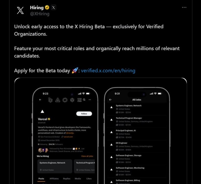 X (Twitter) chính thức cạnh tranh với LinkedIn: Ra mắt tính năng tuyển dụng độc đáo - Ảnh 2.