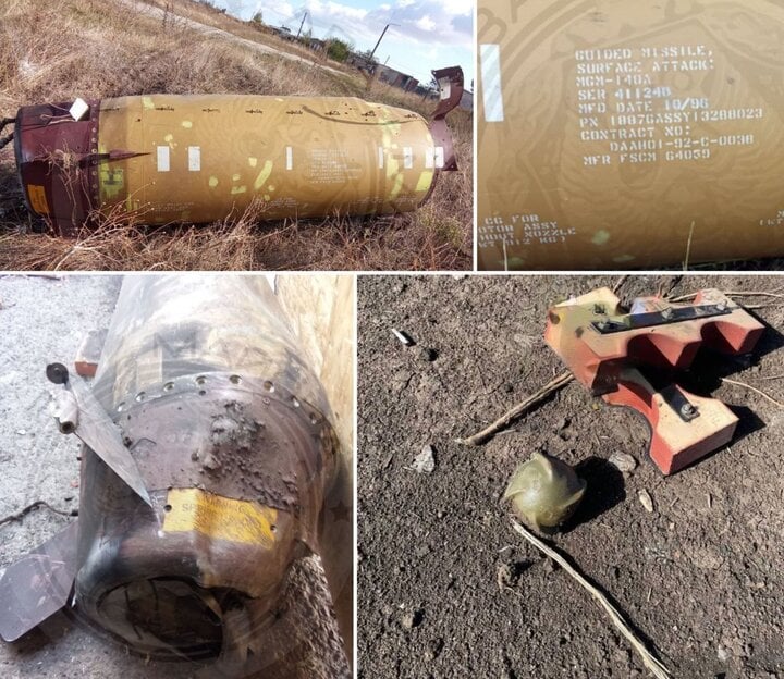 Những phần tên lửa ATACMS mang theo đạn chùm tấn công căn cứ Nga ở Berdyansk còn sót lại.