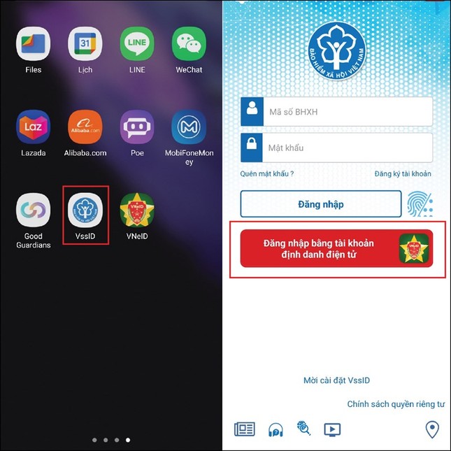 Cách đăng nhập VssID bằng tài khoản VNeID, không cần nhớ mã số Bảo hiểm xã hội
