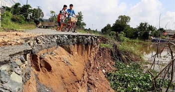 Bến Tre: Bờ sông Giao Hòa bị sạt lở nghiêm trọng, 26 hộ phải di dời