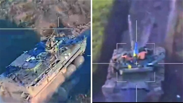 Xe tăng Ukraine bị UAV Nga ngắm mục tiêu.