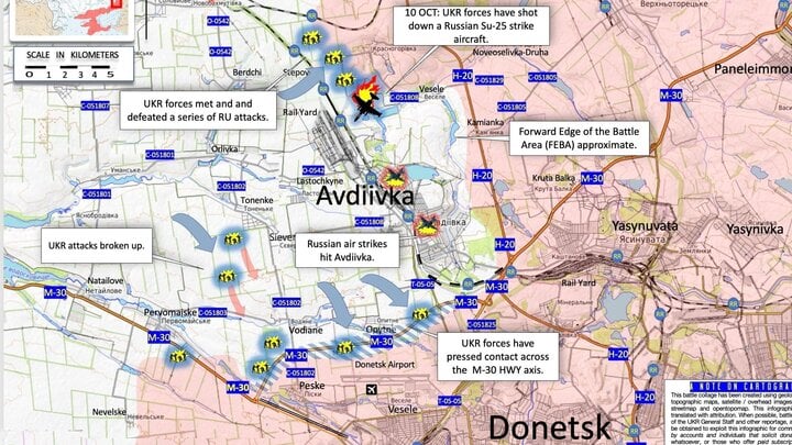 Bản đồ mặt trận Avdiivka.