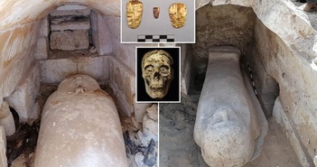 Các nhà khảo cổ học vừa phát hiện ra hai ngôi mộ Ai Cập cổ đại chứa xác ướp 2.500 tuổi có lưỡi bằng vàng