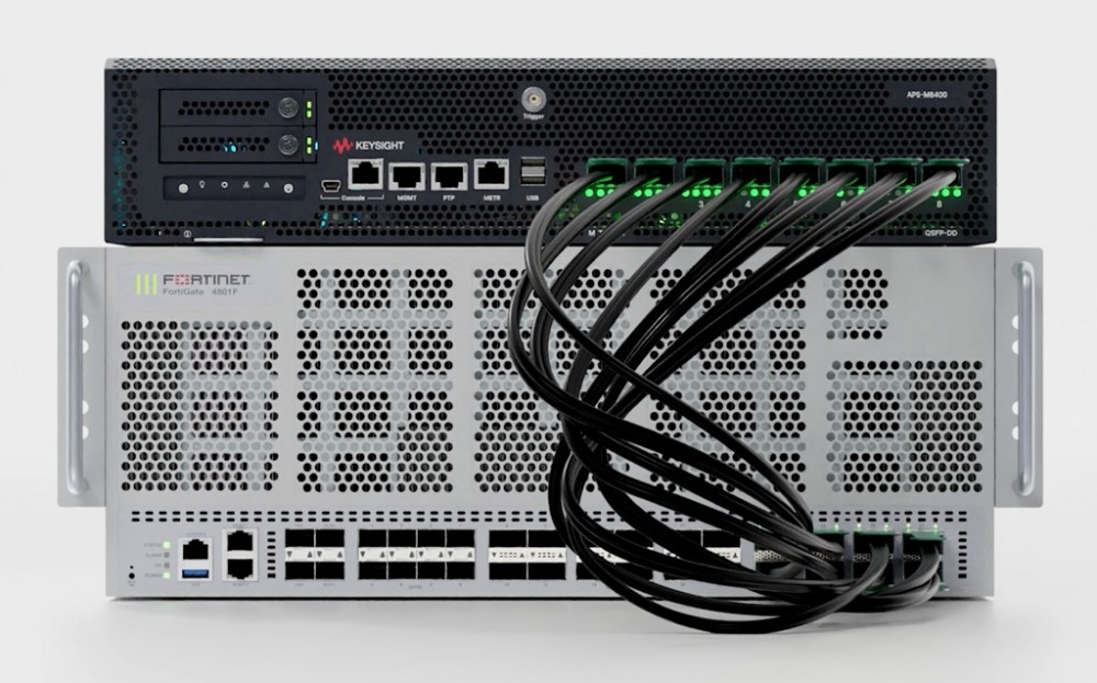 bảo mật mạng, Bộ xử lý mạng NP7, FortiGate 4800F, tấn công DDoS, nền tảng kiểm thử bảo mật mạng APS-M8400 Keysight