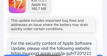 iOS 17.2.1 sửa lỗi vô cùng nghiêm trọng: Người dùng được khuyến cáo nâng cấp ngay lập tức