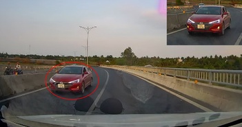 Xe Hyundai Elantra chạy ngược chiều 'như tự sát', suýt gây tai nạn trên cao tốc