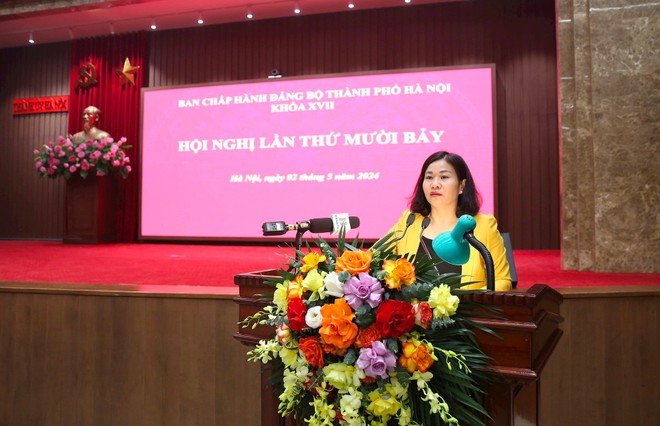 Phó Bí thư Thường trực Thành ủy Hà Nội Nguyễn Thị Tuyến phát biểu kết luận hội nghị