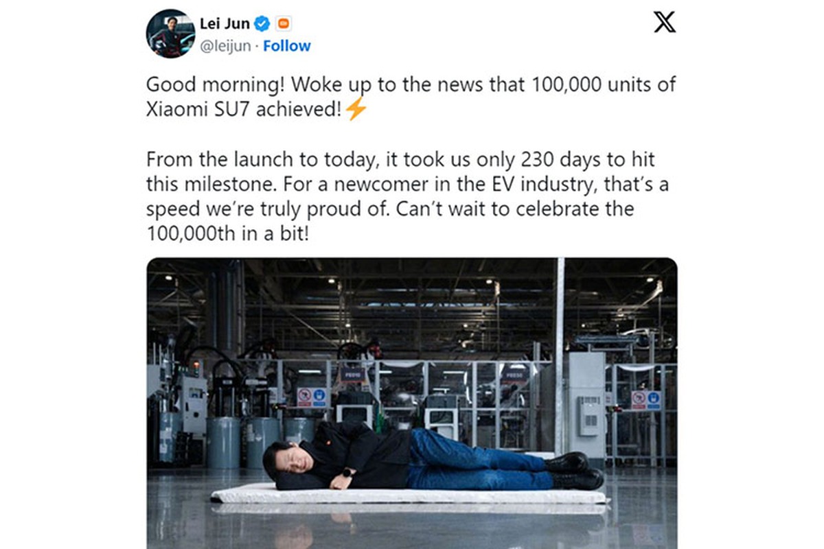 CEO Xiaomi học Elon Musk kỷ niệm 10 vạn ôtô điện xuất xường