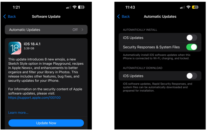 Tắt thông báo cập nhật iOS tự động