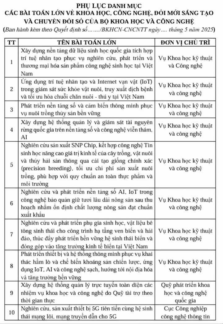 cong bo 21 bai toan lon ve khoa hoc cong nghe, doi moi sang tao va chuyen doi so hinh anh 2