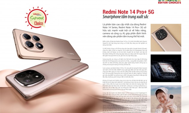 Redmi Note 14 Pro+ 5G: Smartphone tầm trung xuất sắc