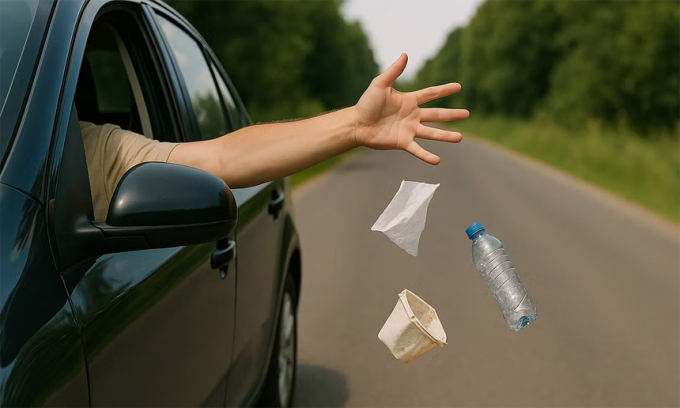 Xả rác từ ôtô ra đường có thể bị phạt tù