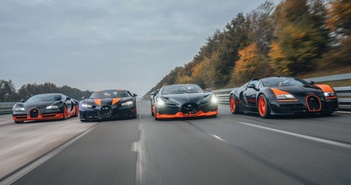 Bộ tứ siêu xe Bugatti lập kỷ lục tốc độ Bộ tứ siêu xe Bugatti lập kỷ lục tốc độ