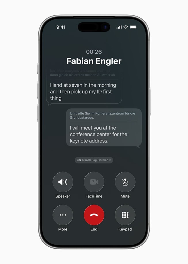 Tính năng dịch trực tiếp trên nhiều ứng dụng. Ảnh: Apple