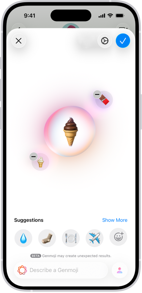 Tạo mới Genmoji với câu lệnh. Ảnh: Apple