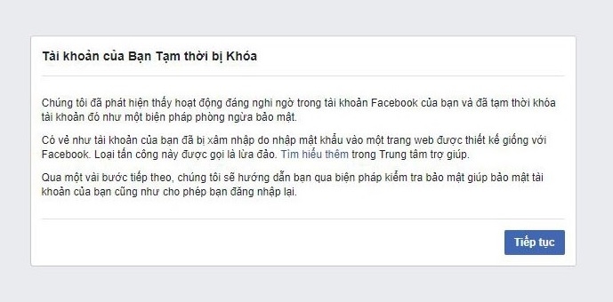 Facebook bị khóa