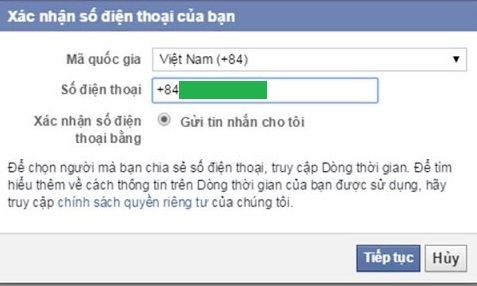 Checkpoint facebook bằng số điện thoại