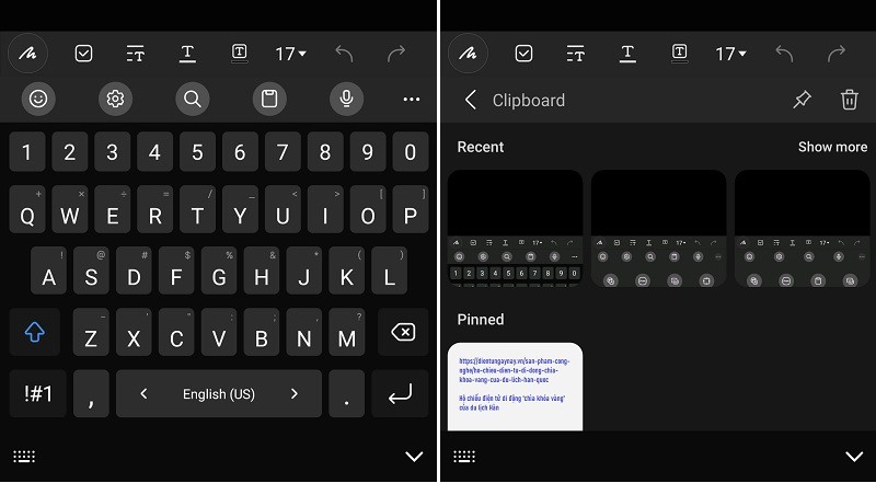 Sử dụng Clipboard trên Bàn phím Samsung