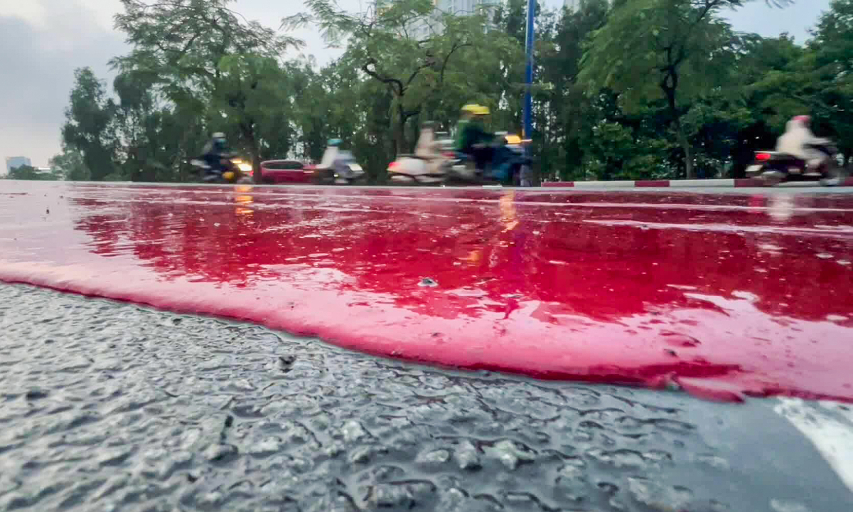 Người dân lo ngại trơn trượt trên làn xe đạp tại TP HCM