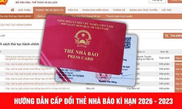 Hướng dẫn khai hồ sơ cấp thẻ nhà báo trên hệ thống dịch vụ công