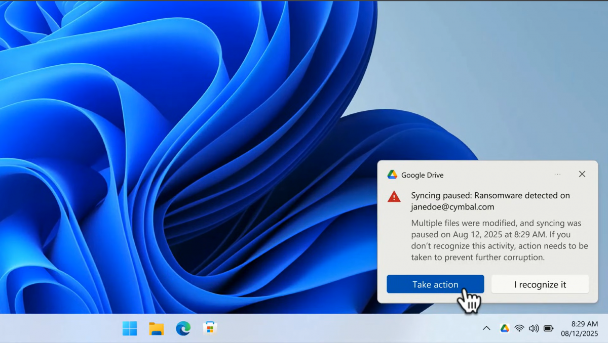 Mô phỏng cách thức Google Drive chống Ransomware. Ảnh: Google workspace