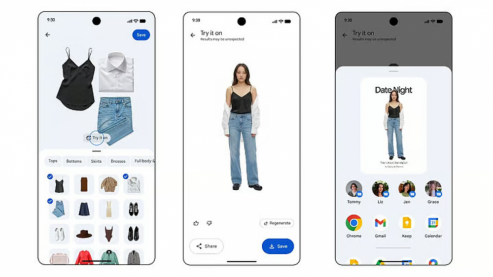 Tính năng cho phép người dùng lựa chọn quần áo trên ảnh cho chính mình. Ảnh: Google