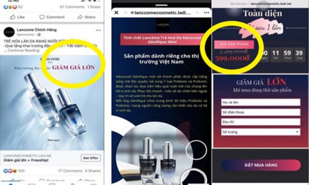 Lập website bán hàng online, lừa đảo lấy thông tin khách hàng